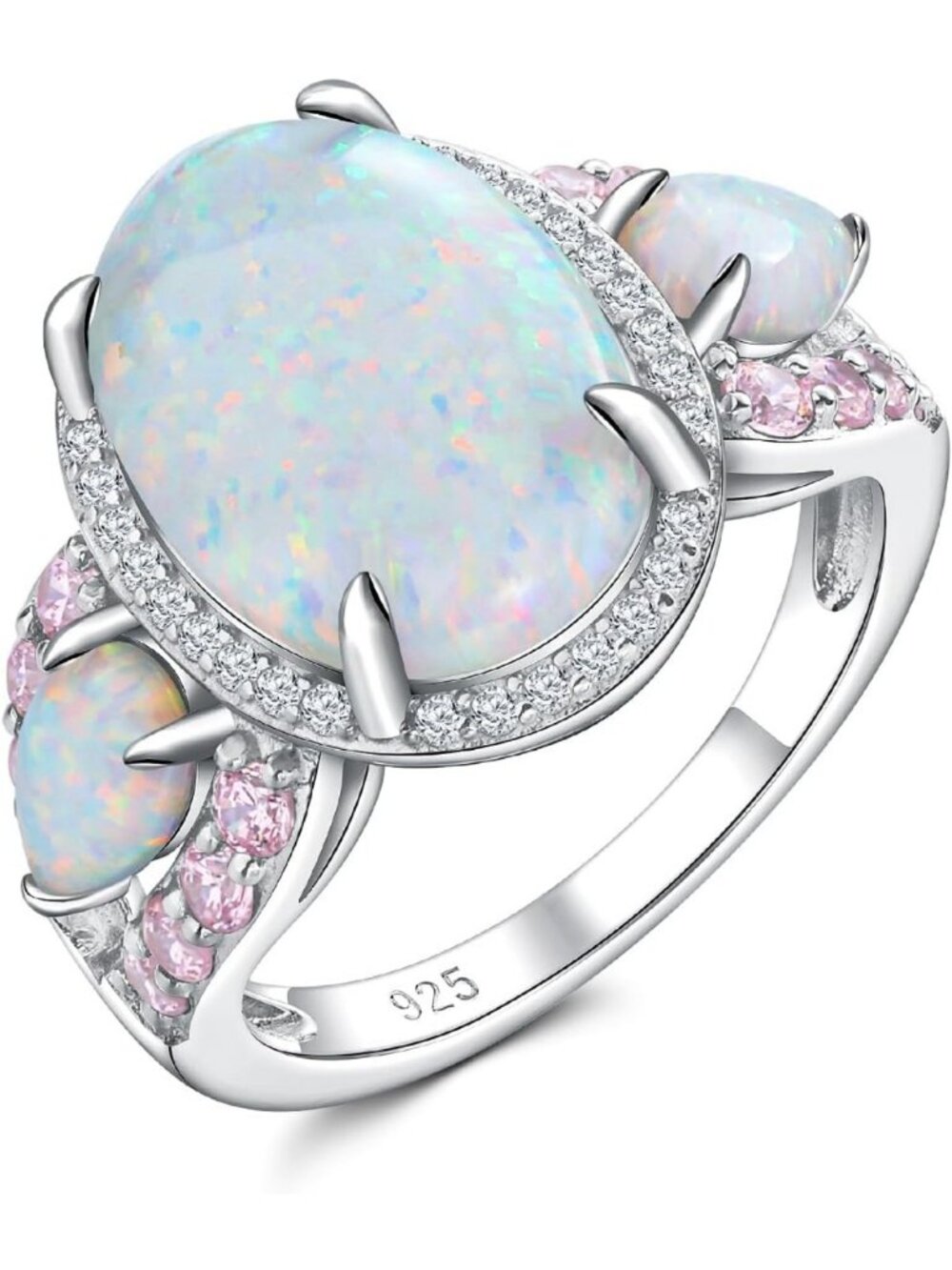Sterling Silver Large Turquoise Opal Engagement Ring for Women - Unique Jewelry